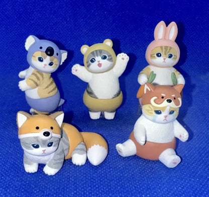 4cm Mofu Cat sands Action Figure Collection Set Animal Headgear Doll Kawaii  Cute PVC Model Desktop Decoration Crafts Gifts Toys