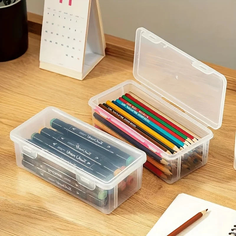 1/4pcs Large Clear Plastic Storage Boxes with Hinged Lids Ideal for Jewellery Ornaments Home Supplies and Office Organization