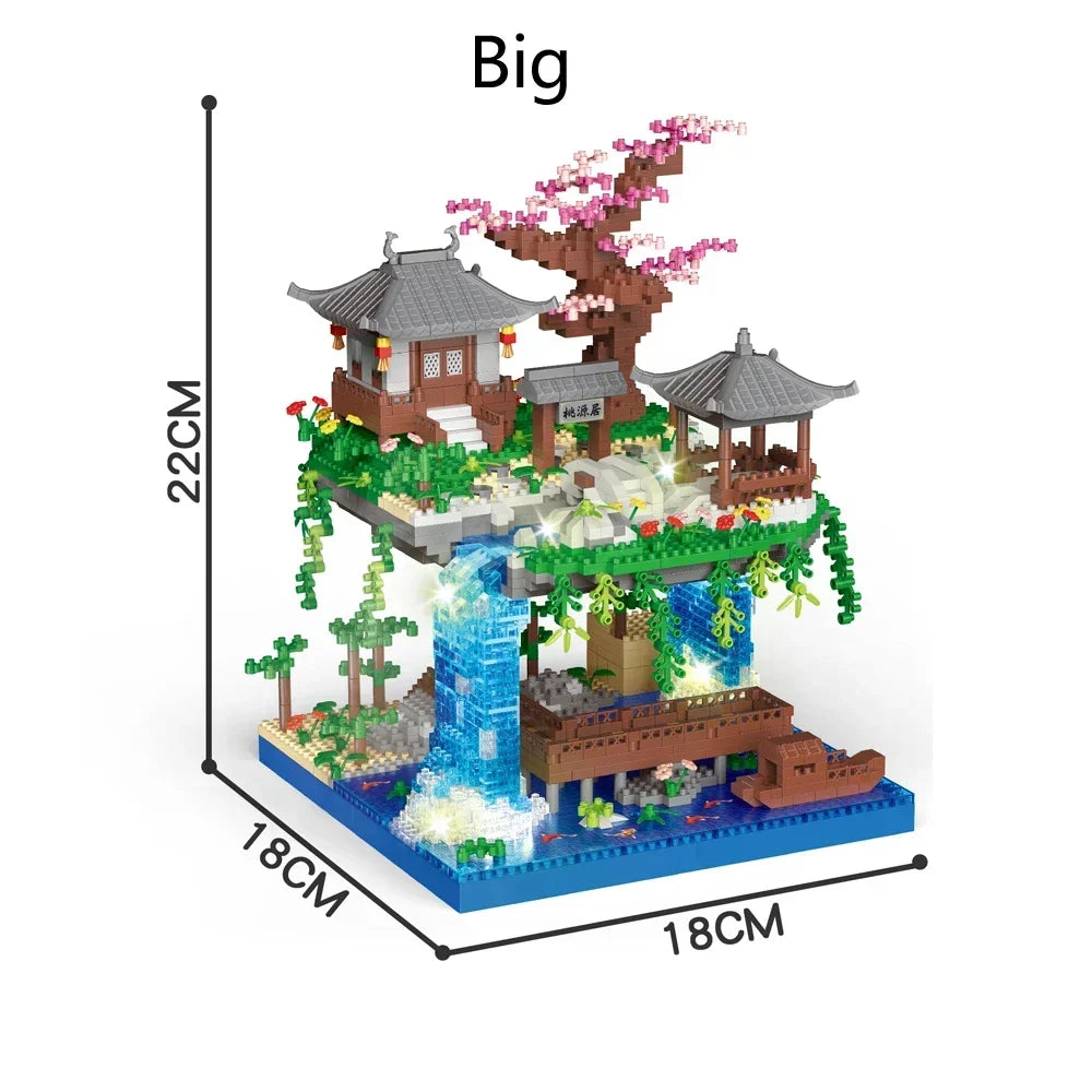 1130PCS Creative Sakura Tree House Building Blocks City Street View Architecture Model Micro Bricks Gift Toy for Kid Girl Adult