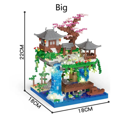 1130PCS Creative Sakura Tree House Building Blocks City Street View Architecture Model Micro Bricks Gift Toy for Kid Girl Adult