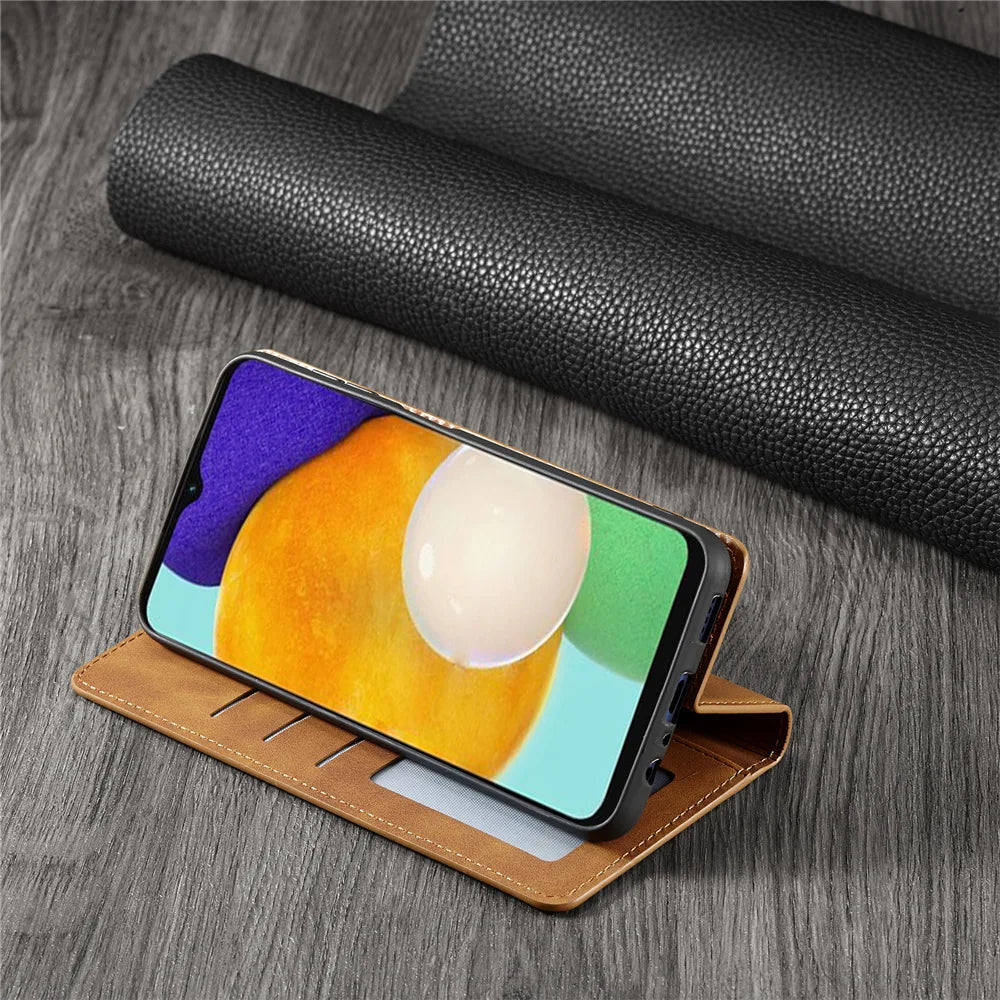 Leather Phone Case For Samsung S26 S25 edge S24 S23 FE S22 Ultra S21 S20 S10 Plus Note 20 10 9 Magntic Flip Card Wallet Cover
