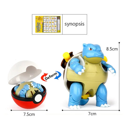 High Quality Pokemon Ball Deformation Toy Pikachu Mewtwo Gyarados Pocket Monster Pokeball Pokemon Action Figure Children Toy Gif
