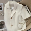 Lucyever Summer Shorts Sleeve Women's Jacket Korean Fashion Notched Neck Office Work Blazer for Women Casual Simple Suit Jackets