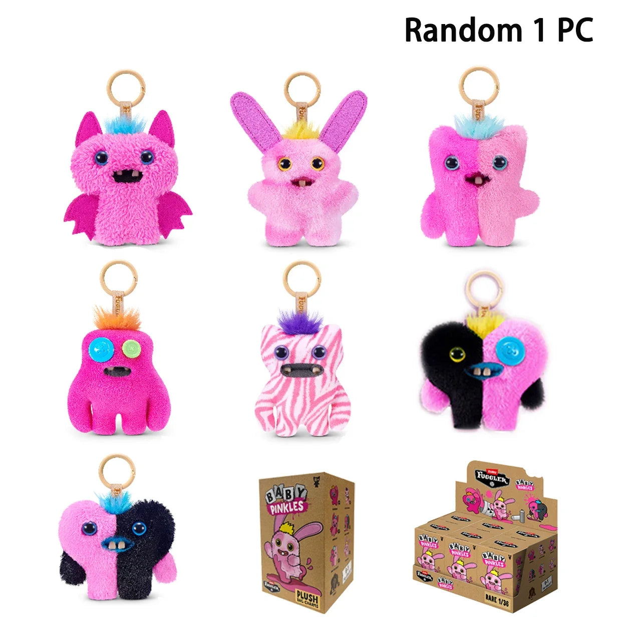 Original Fuggler Random Keychain Blind Box 2 Figure Ugly Funny Monster Tooth Wide Eyed Weirdo Collection Model Bag Pendant