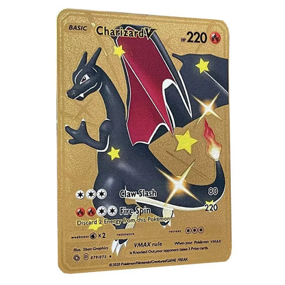 Cartão de metal pokémon 10000 pontos arceus charizard raichu super cartão dourado inglês mewtwo vmax gx ex presente de natal