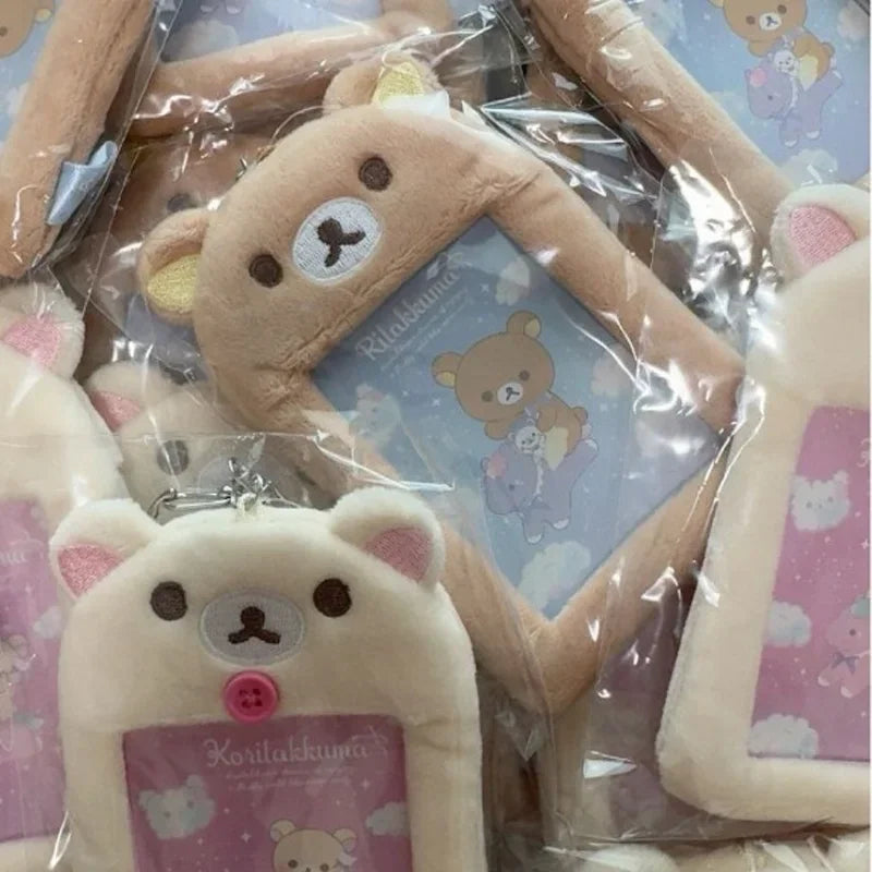 Rilakkuma Plush Keychain Card Holder Photo Protective Case Cartoon Anime Derivative Peripherals Bags Pendant Accessories Gifts