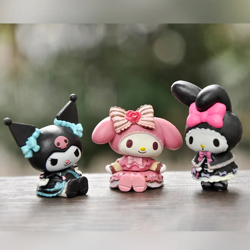 5Pcs-Set Sanrio Cinnamoroll Anime Figure Pochacco Kuromi Pom Pom Purin Hello Kitty Action Figure Toys Model Doll My Melody Gifts