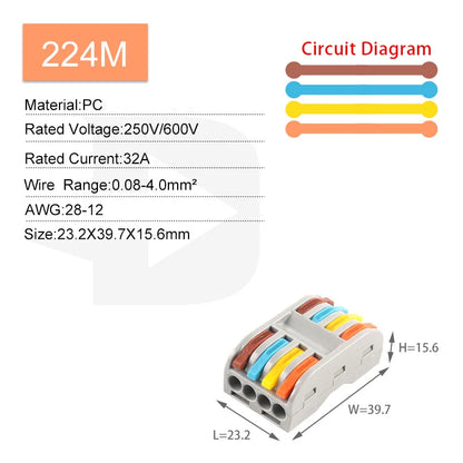 5PCS Fast Wire Connector Push-in Electrical Terminal Block Universal Splicing Wiring Cable Connectors For Cable Connection SPL ﻿