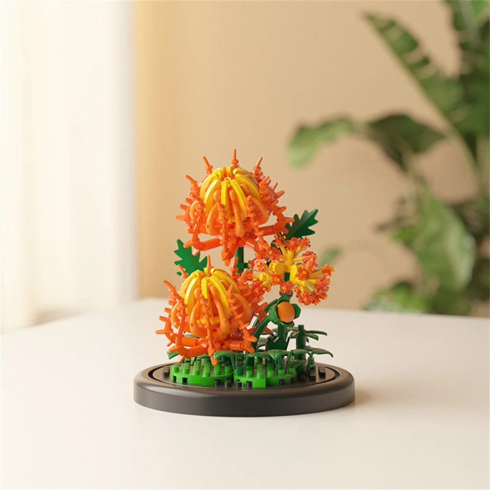 Eternal Flower Bouquet Bonsai Potted Plant Micro Building Blocks Model Home Decoration Toy For Kid Birthday Gift