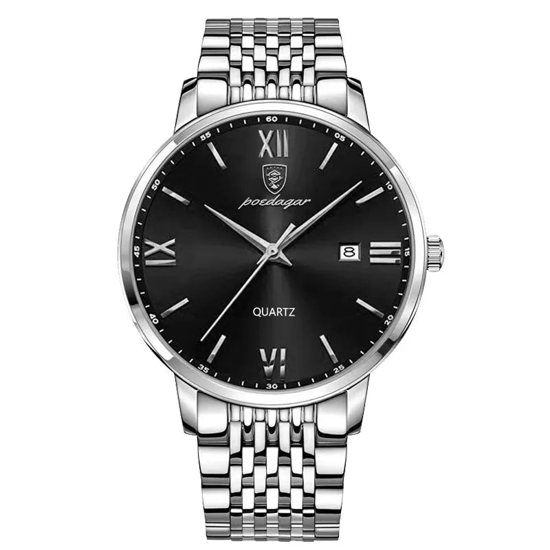 POEDAGAR Luxury Sports Men's Wristwatch Stainless Steel Waterproof Date Man Watch High Quality Casual Fashion Quartz Men Watches