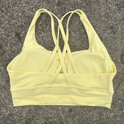 Solid Color Soft Cross Back Women Fitness Bra Tights Yoga Vest High Strength Shockproof Gym Sports Top Push Up With Chest Pad