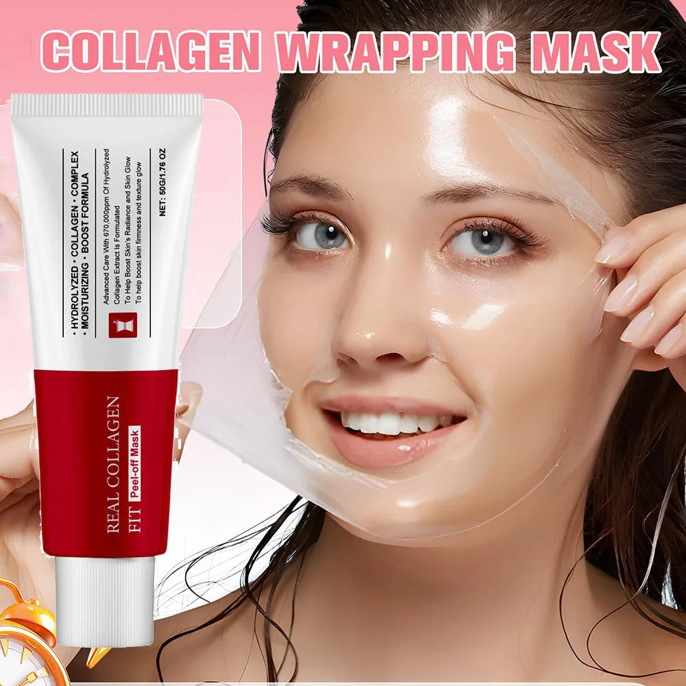 Collagen Wrapping Mask, Peel Off Facial Mask for elasticity, Hydrating, Glow, Korean Skin Care, Collagen Overnight Wrapping Mask