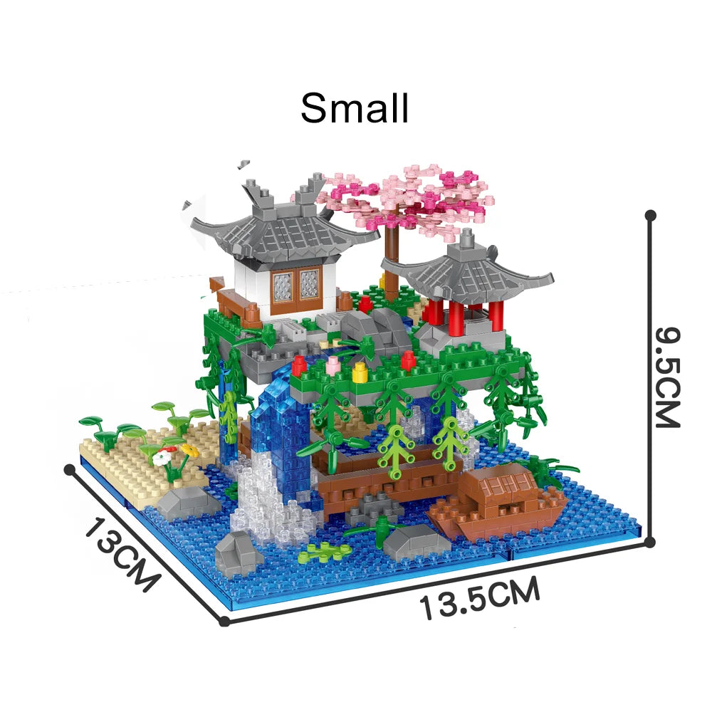 1130PCS Creative Sakura Tree House Building Blocks City Street View Architecture Model Micro Bricks Gift Toy for Kid Girl Adult
