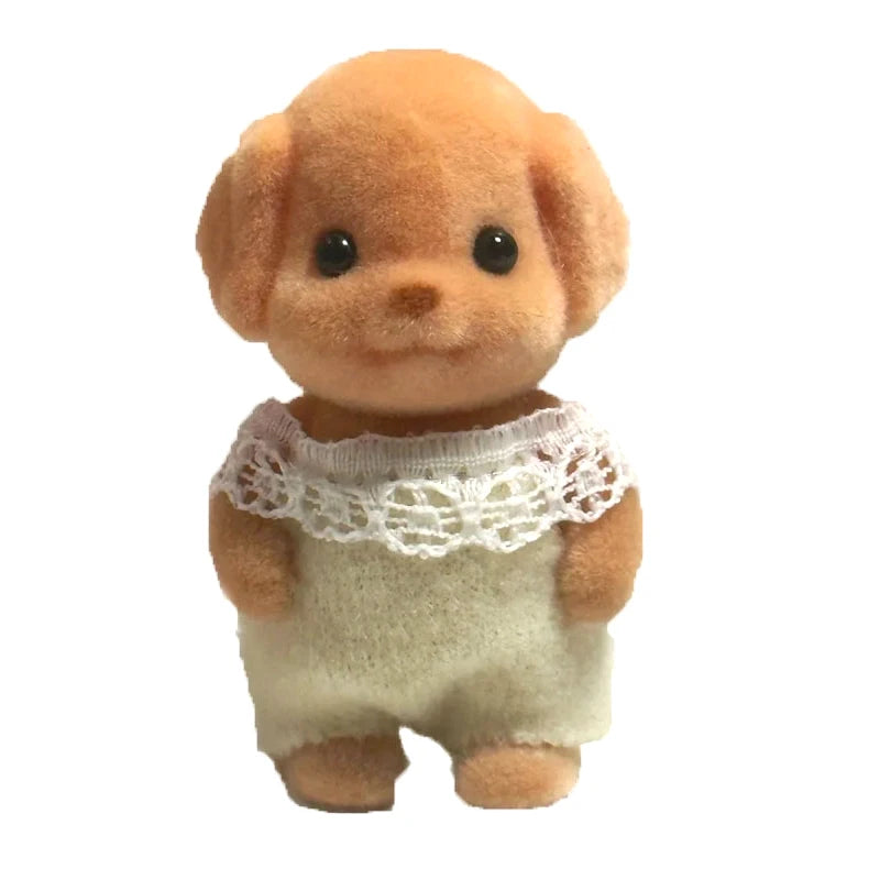 Limb Movable Forest Family Animal Figure Poodle Flocked Shaggy Figurine Dog Model Toy Dollhouse Miniatures Accessories For Kids