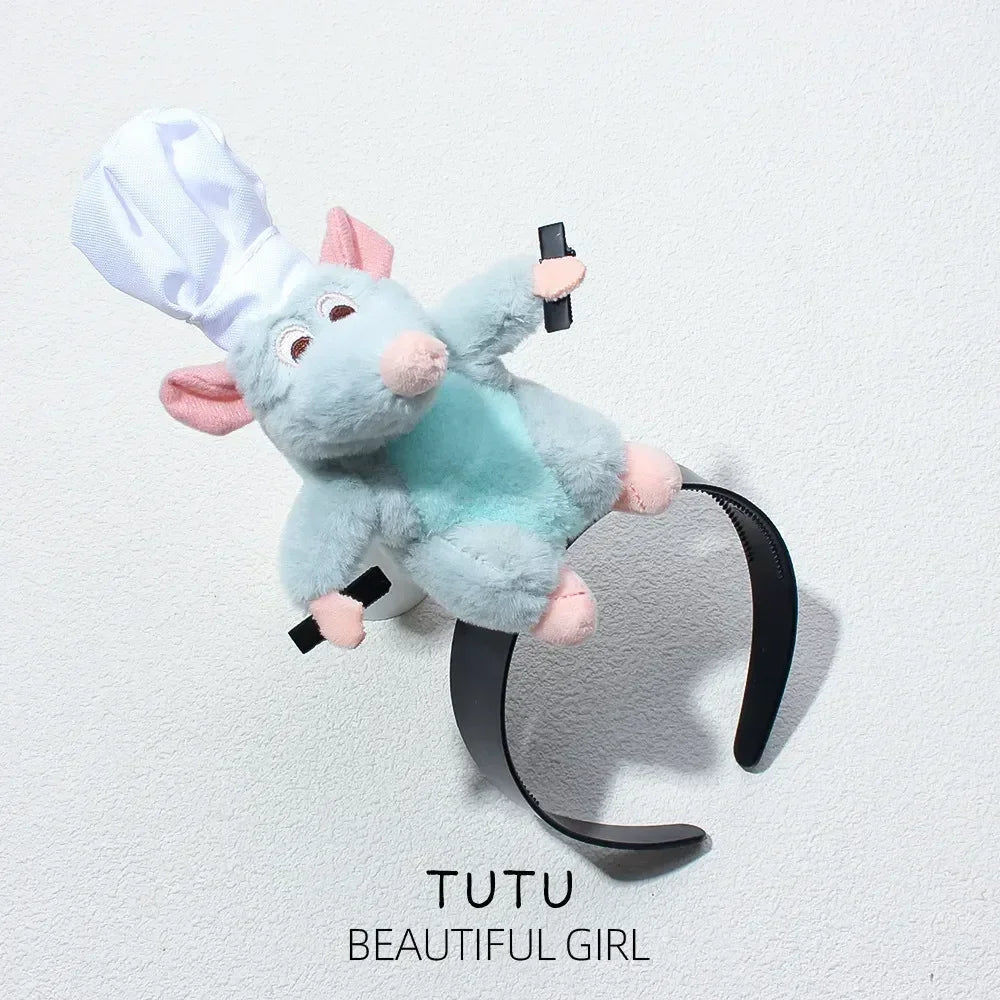 Disney Ratatouille Hairband New Cartoon Plush Doll Headband French Wide-brimmed Hairpin Photo Headdress Creativity Girl Gifts