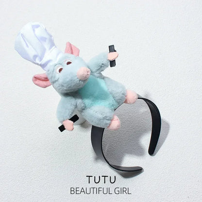 Disney Ratatouille Hairband New Cartoon Plush Doll Headband French Wide-brimmed Hairpin Photo Headdress Creativity Girl Gifts