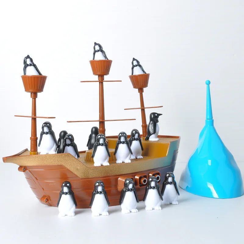 Pirate Boat Puzzle Desktop Game Toy Board Game Balance Penguin Pirate Ship for Parent-child Interaction Birthday Gift