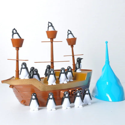 Pirate Boat Puzzle Desktop Game Toy Board Game Balance Penguin Pirate Ship for Parent-child Interaction Birthday Gift