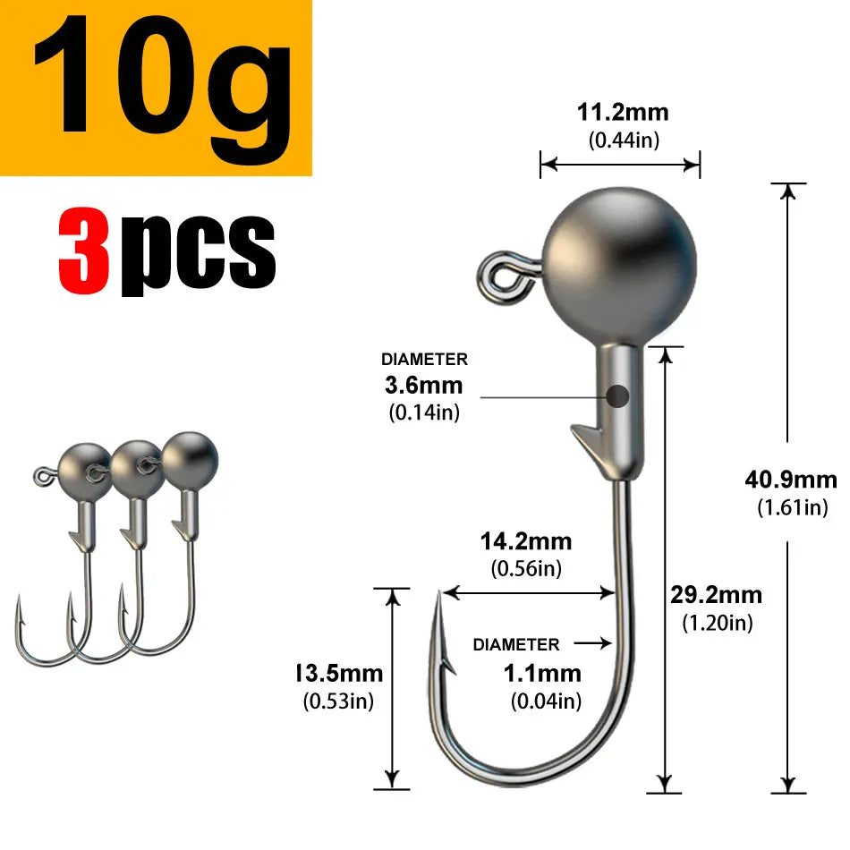 WODJYJ 1g 2g 3g 4g 5g 7g 8g 10g 14g 20g 28g jig head hook for fishing tackle ,rig soft worm hook crank lure bait hook