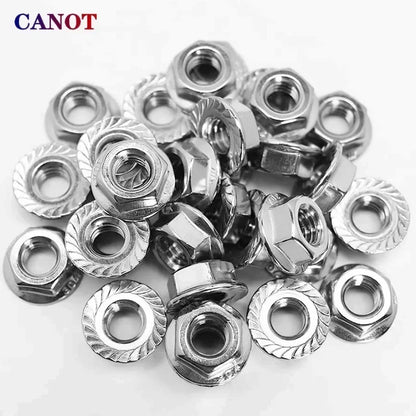 50 Pieces M3 M4 M5 M6 M8 M10 M12 M16 M20 304 Stainless steel Hexagon Hex Head Serrated Spinlock Lock Flange Nuts DIN6923
