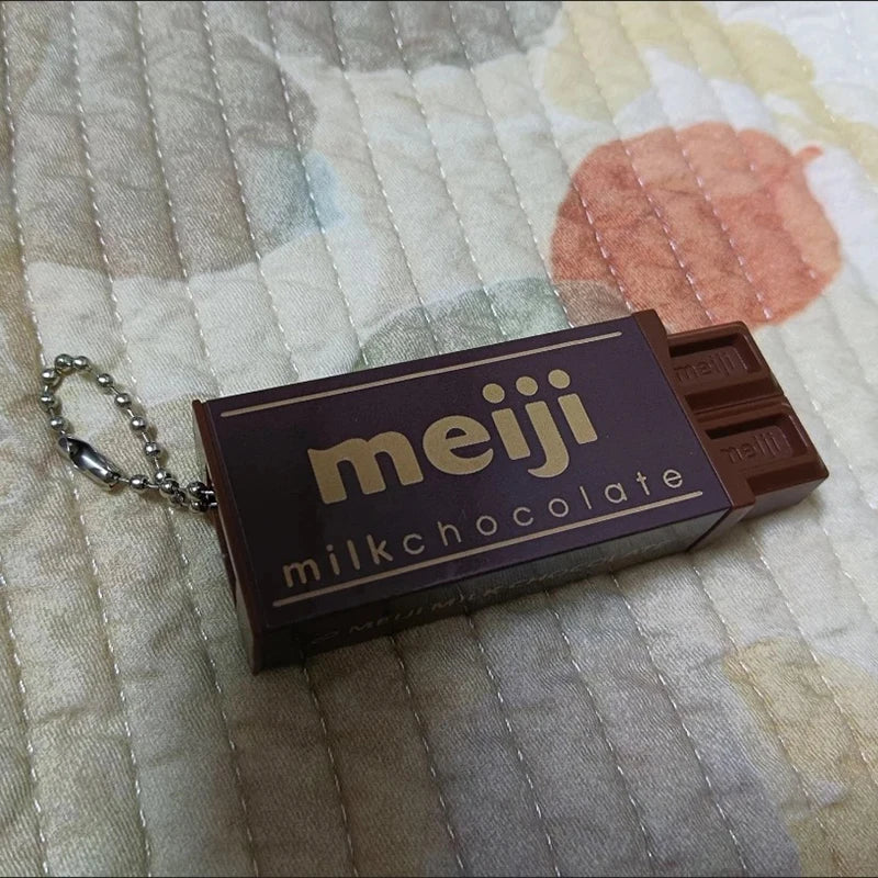 Hot Simulated Meiji Chocolate Fidget Toy Bendy Snap-And-Play Stress Relief JP Style Keychain Pendant Funny Gift Creative Gadgets