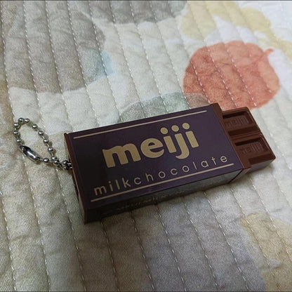 Hot Simulated Meiji Chocolate Fidget Toy Bendy Snap-And-Play Stress Relief JP Style Keychain Pendant Funny Gift Creative Gadgets