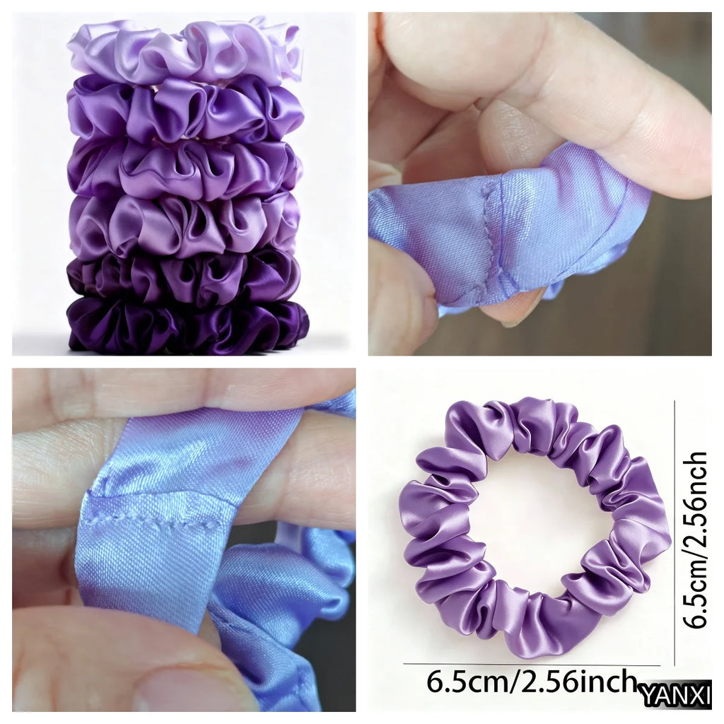 1/30/60/100pcs bulk satin scrunchies 100colors  women small 6.5cm headwear hair ties accessories casual cute black coffee
