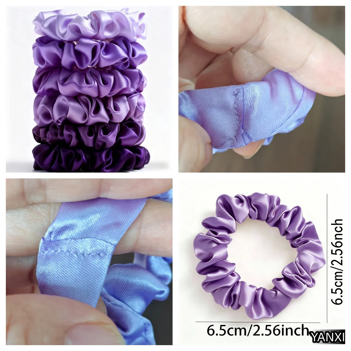 1/30/60/100pcs bulk satin scrunchies 100colors  women small 6.5cm headwear hair ties accessories casual cute black coffee
