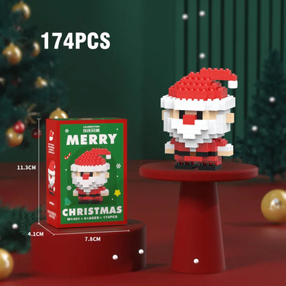Christmas Building Block Santa Claus Snowman Elk Tree Micro Brick Puzzle Assembly Model Home Decoration Xmas Party Gift Kid Toy
