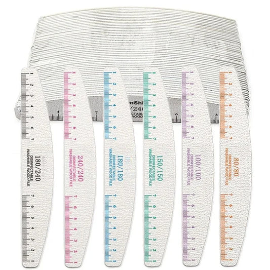 50pcs Nail File Wooden Sanding Buffer Block Pedicure Manicure UV Gel Nail Polish Pro Nail Files Artificial Nail Tips Tools