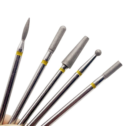5PCS Diamond Nail Drill Bit Set of Milling Cutters for Manicure Diamond Bit Cuticle Remove Nail Bits for Electric Drill Machine