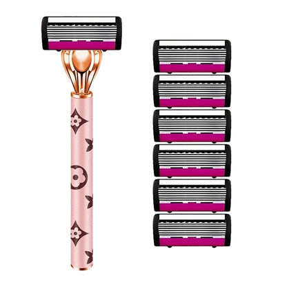 6-layer Blade Women Manually Change The Head To Shave Shaving Knife Shaver Armpit Retreat Private Part Hair Removal Artifact