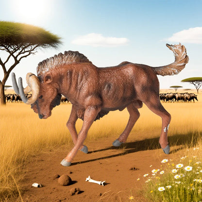 Oenux Classic Wild African Animals Simulation Okapi Wildebeest Action Figure Figurines PVC Model Education School Kid Toys Gift