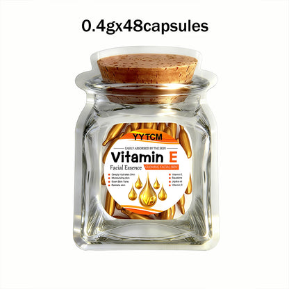 Vitamin E Deep Moisturizing Capsule Essence, Hydrates and Smooths Skin, Contains Plant-Based Squalane, Vitamin C, Deep Hydration and Brightening Skin Essence (0.4Gx30 Capsules)/Bag-1 Bag