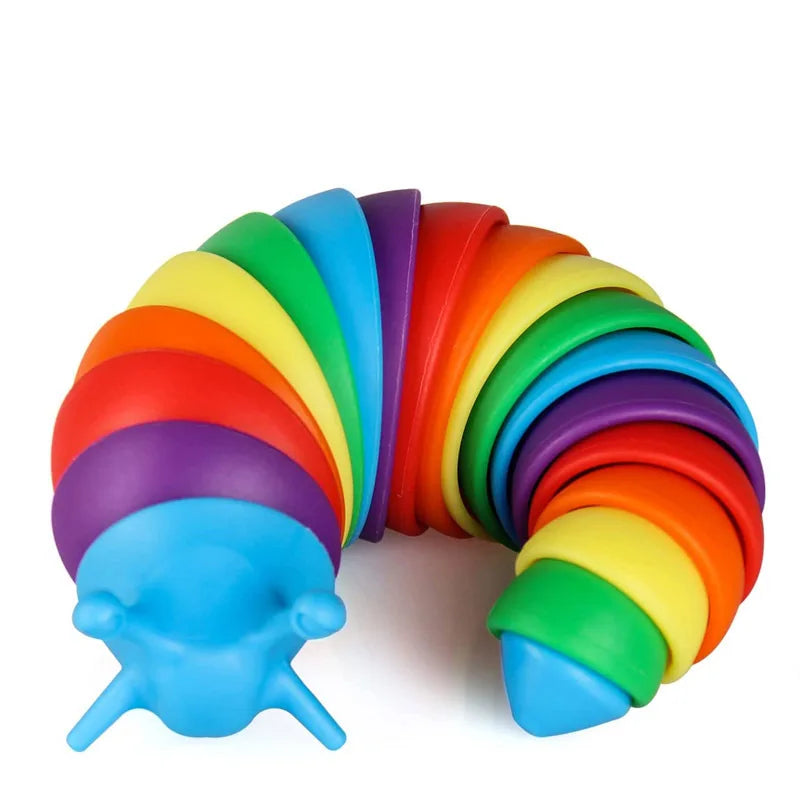 3D Slug Fidget Toy Colorful Slug Snail Toy Articulated Flexible All Ages Relief Anti-Anxiety Sensory Toys for Children