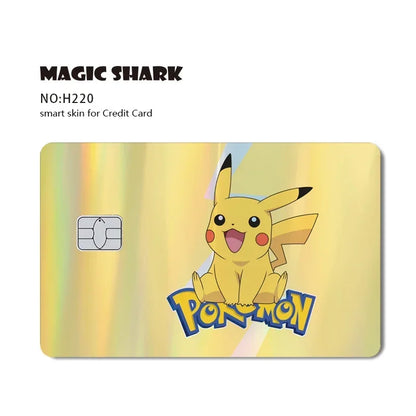 Magic Shark Holographic Laser Mewtwo Snorlax Pikachu Gengar Credit Debit Bank Film Skin Sticker Front Cover