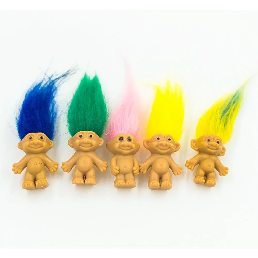 10Pcs/Bag Mini Trolls Dolls Anime Action Figure Colorful Hair Family Members Model Collection Kids Toys for Children's Gift 2025