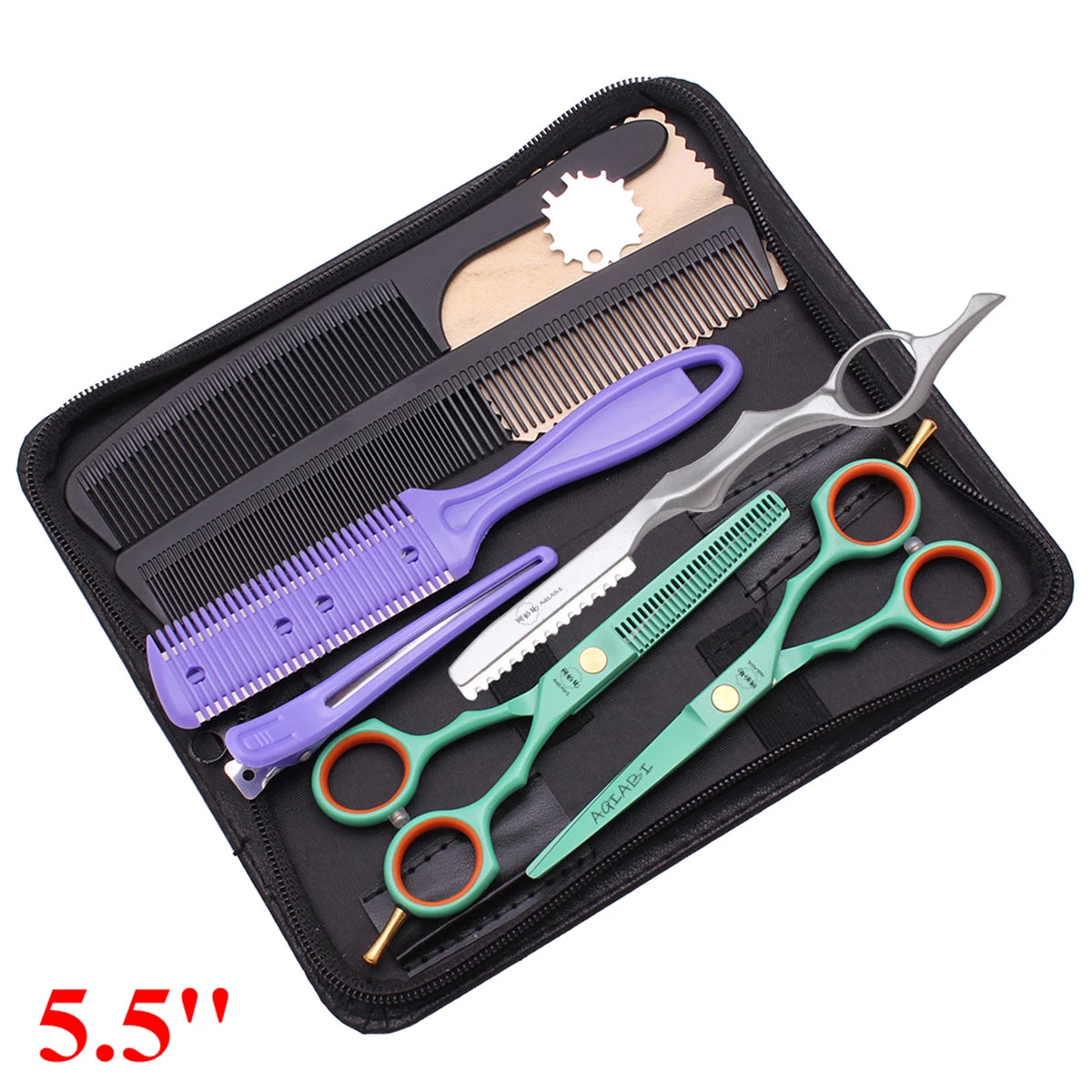 5.5'' Professional Hairdressing Hair Scissors 440C Cutting Shears Thinning Razor Comb Set Salon Barber Home Dropshipping A1104