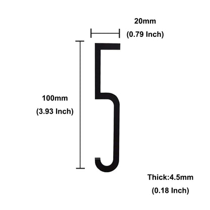 4 Inch 100mm Self Adhesive Big Modern Door Number for Exterior House Apartment Plaque Mailbox Address Digits Sticker Sign Black