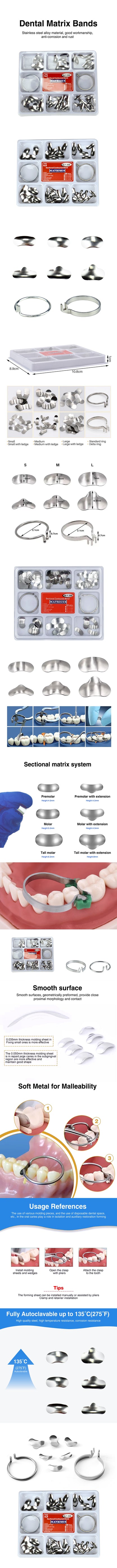 100Pcs Dental Matrix Sectional Contoured Metal Matrices Bands Dental Matrix Rings Full Teeth Replacement Dentsit Oral Care