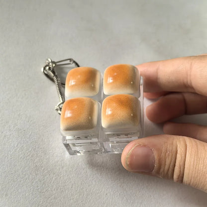 Bread Keycap Stress Relief Clicker Fingertip Toy Keychain Mechanical Keyboard Style Keyring Pendant Creative Gift Desk Toy 1PC