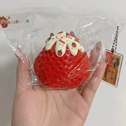 Strawberry Taba Squishy Fidget Toy - Slow Rebound Stress Relief Toy for Kids, Adults, Office & Party Favors - Squeeze Gift