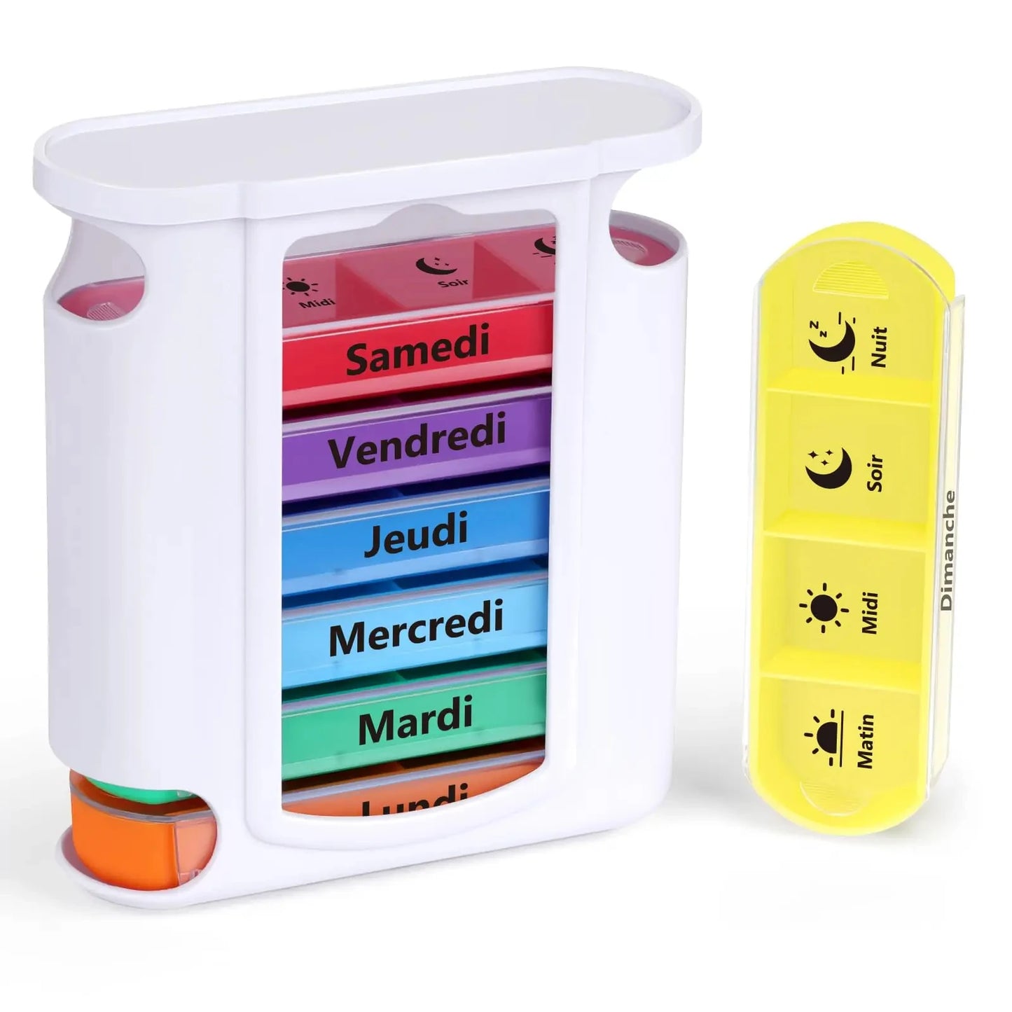 4-Compartment Weekly Pill Organizer - Morning, Noon, Evening, Night Pill Box for Easy Supplement Management