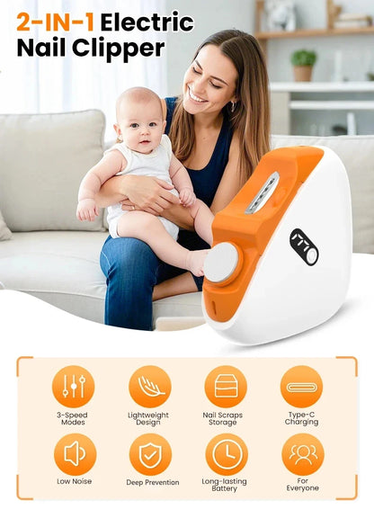 Automatic Electric Nail Trimmer & Polisher with LED Light - Safe Nail Care for Adults & Babies