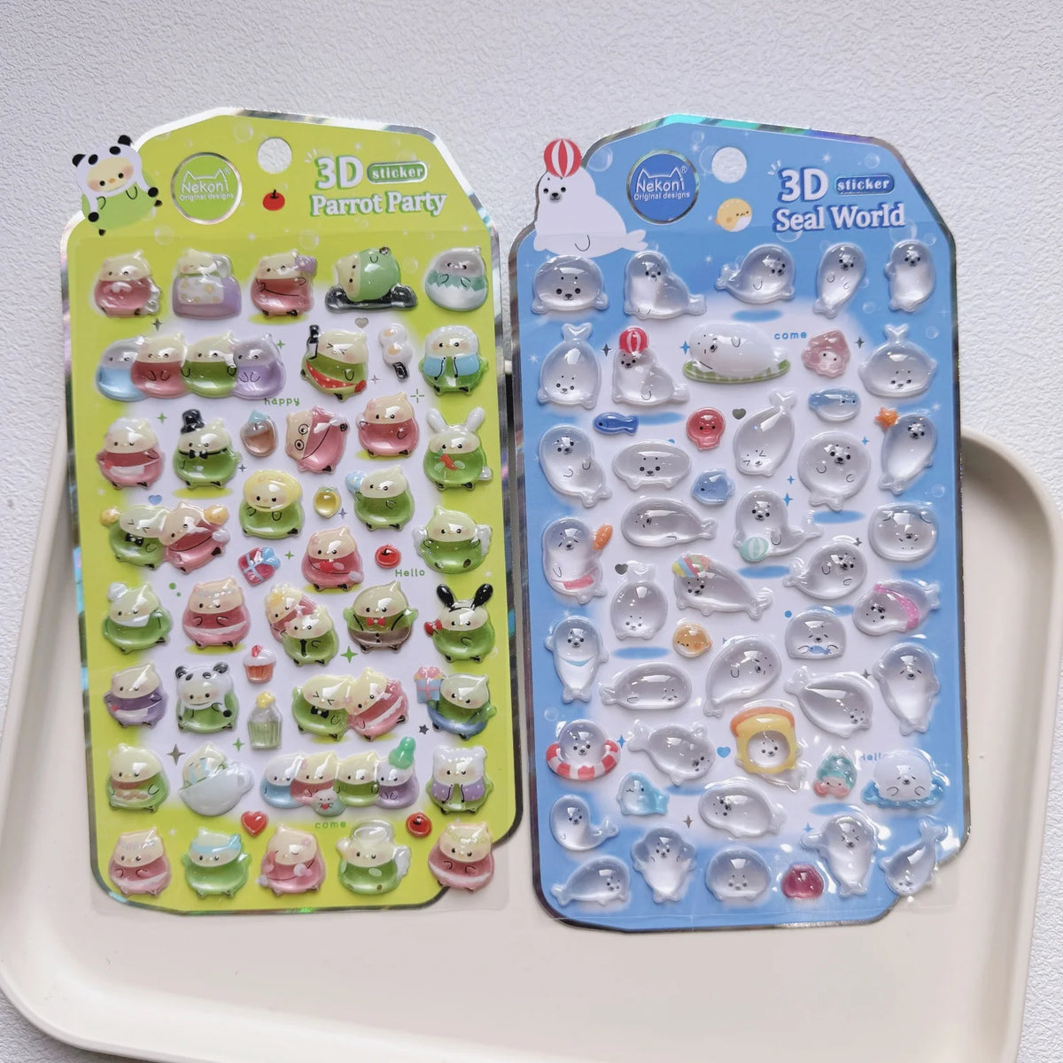 NEKONI Cute Animals Seal Bear Penguin 3D Stickers Scrapbooking DIY Journaling Stationery Diary Cute Stickers School Supply