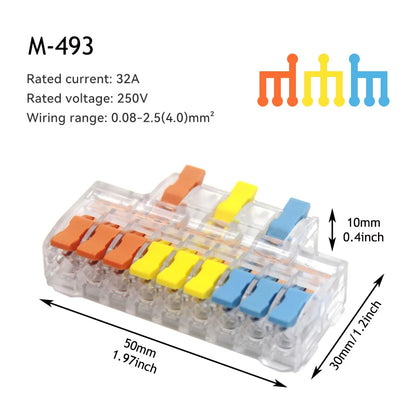 10/50 PCS Mini Fast Wiring Connectors Universal Compact Lever Crimp Splitter Electrical Conductors Push-in Home Terminal Block