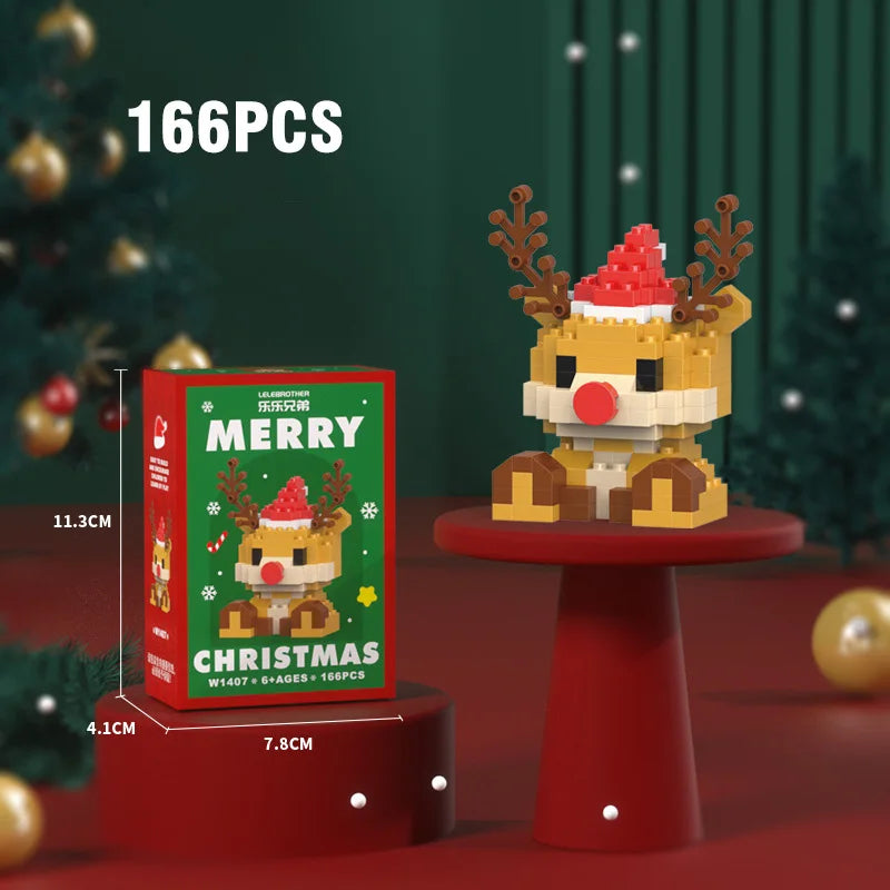 Christmas Building Block Santa Claus Snowman Elk Tree Micro Brick Puzzle Assembly Model Home Decoration Xmas Party Gift Kid Toy