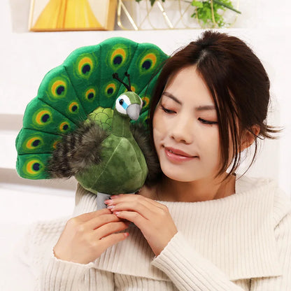 Cute Simulation Green Peacock Plush Toy Blue Peacock Doll Decorative Ornament Gift Bird Doll Zoo Souvenir Ornament Photo Props