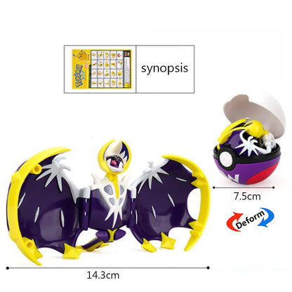 High Quality Pokemon Ball Deformation Toy Pikachu Mewtwo Gyarados Pocket Monster Pokeball Pokemon Action Figure Children Toy Gif