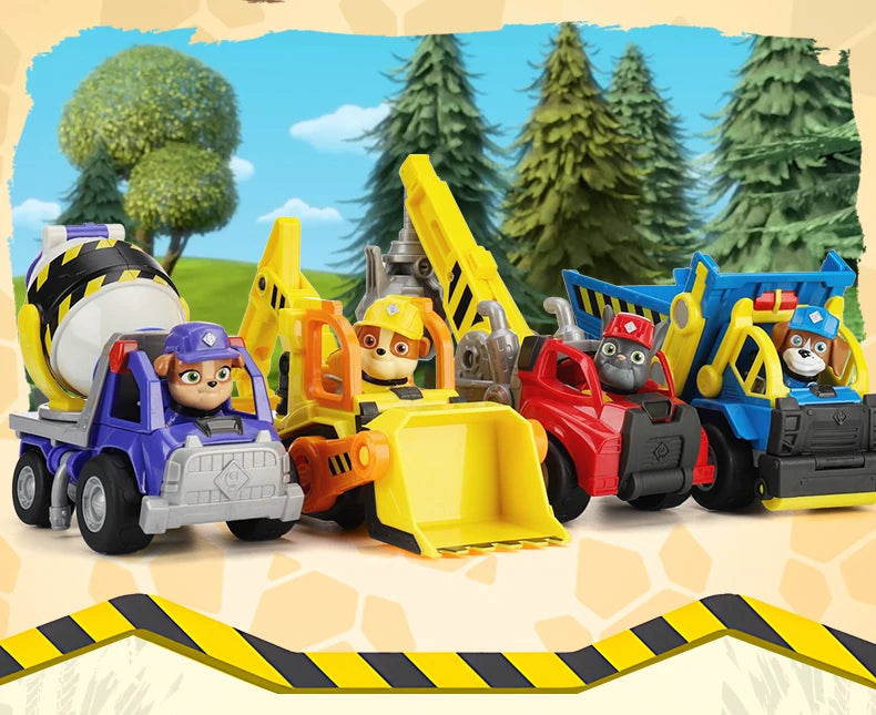 100% Genuine Paw Patrol Rubble & Crew Toy Wheeler Mix Charger Action Figure Doll with Collectible Figures Kids Toy Birthday Gift